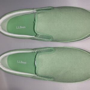 L.L. Bean Light Green Canvas Slip-Ons